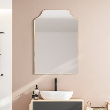 Lindie 24 in. W x 36 in. H Medium Scalloped-Top Metal Framed Wall Mounted Mirror - JONATHAN Y